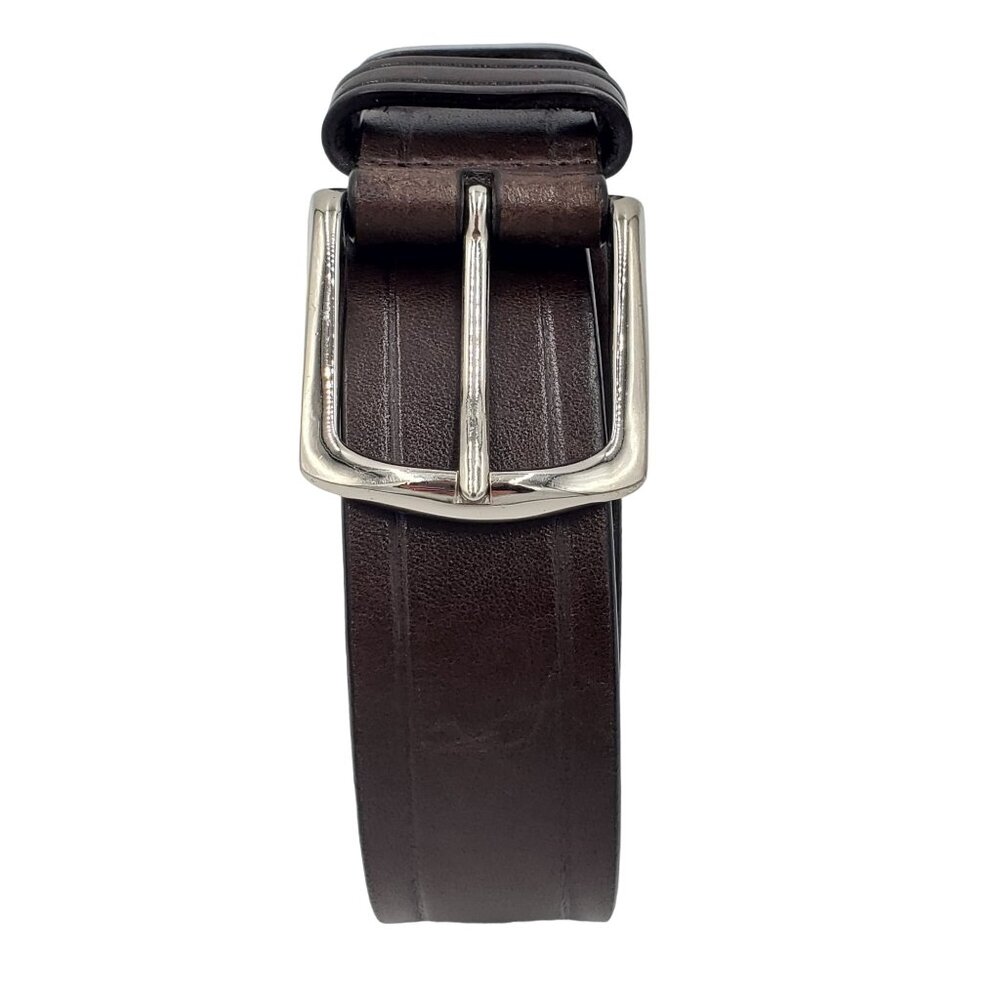 Vintage Cole Haan Dress Belt Brown Men's Size 36 Inch Leather Solid Brass Buckle - Picture 6 of 12